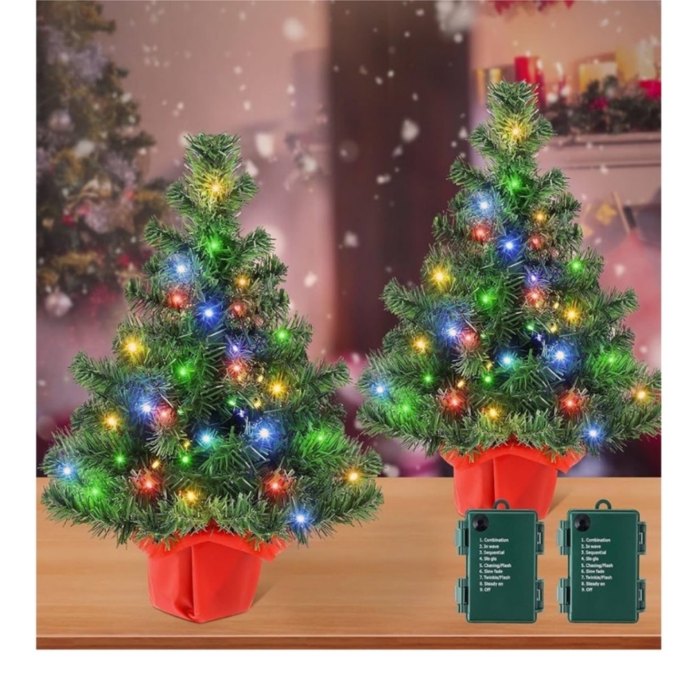 Miniature Christmas Trees with Micro lights